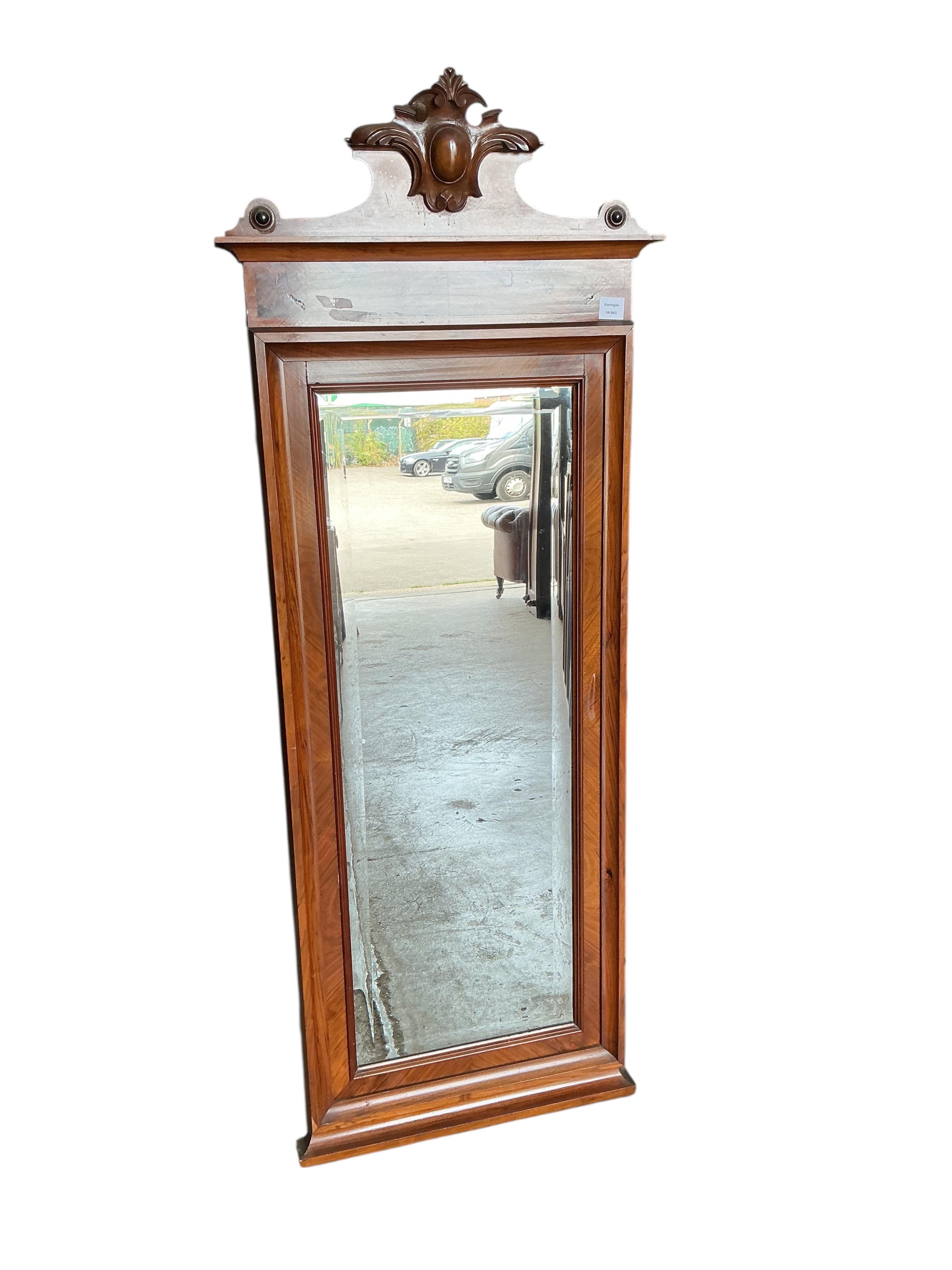 A 19th century French mahogany robing mirror, width 66cm, height 170cm